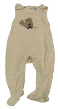 Světlebéžové žebrované sametové dupačky s bobříkem Ergee