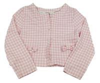 Růžovo-bílé kostkované bolérko s mašľami H&M