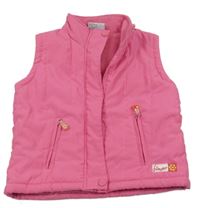 Ružová prešívaná šušťáková zateplená vesta s nášivkou Topolino