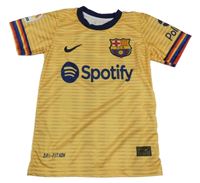 Tmavožluto/tmavomodrý vzorovaný funkčné futbalový dres FCB a číslom Nike