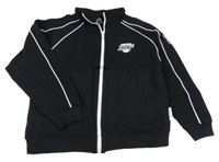 Čierna prepínaci mikina s nápisom a pruhmi