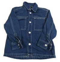 Tmavomodrá rifľová košeľová bunda H&M