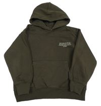 Tmavohnědokhaki mikina s nápisy a kapsou a kapucí ZARA