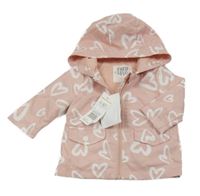 Nové - světlerůžová šusťáková jarní bunda se srdíčky a kapucí F&F