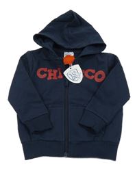 Nové - tmavomodrá propínací mikina s logem a kapucí Chicco