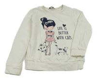 Smotanová mikina s dívkou a nápismi OVS