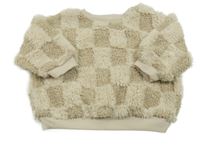 Světlebéžovo-béžová kockovaná huňatá podšitá oversize mikina Next