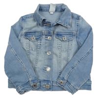 Svetlomodrá tepláková rifľová crop bunda s golierikom H&M