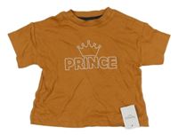 Nové - medové tričko s nápisom a korunkou Nutmeg