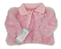 Nové - ružový chlpatý prepínaci sveter s golierikom SIRDAR