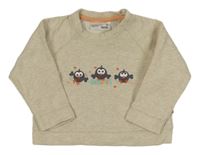 Svetlobéžová melírovaná mikina s vtáčky Ergee