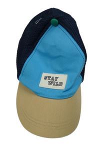 Modro-tmavomodro-béžová plátěno/síťovaná šiltovka s nášivkou SeaSons