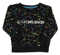 Černo-barevná skvrnitá mikina s nápisem Next