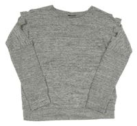 Sivá melírovaná úpletová oversize mikina s prestrihmi Page One Young