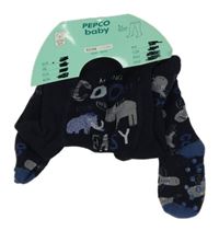 Nové - tmavomodré teplákové pančuchy so zvieratkami PEPCO