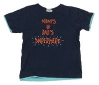 Tmavomodré tričko s nápismi Topolino