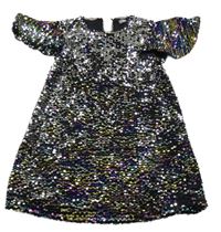 Černé sametové flitrové šaty s volánky Next