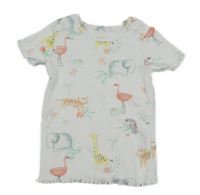 Biele rebrované tričko so zvieratkami F&F