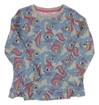 Sivá melírovaná mikina s pony a trblietkami