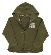 Khaki prepínaci mikina s logy a kapucňou PUMA
