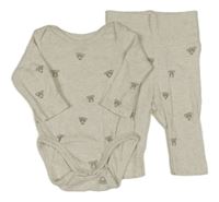 2Set - Svetlobéžové melírované body s koalami + tepláky H&M