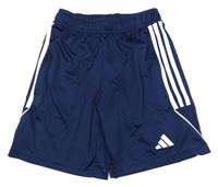 Tmavomodré športové funkčné kraťasy s pruhmi Adidas