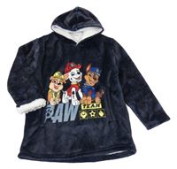 Tmavomodrá plyšová domácí oversize zateplená mikina s PAW PATROL a kapucí nickelodeon