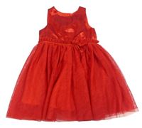 Červené slávnostné šaty s třpytivou tylovou sukní zn. H&M