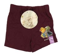 Vínové bavlněné kraťasy s erbem - Harry Potter Primark