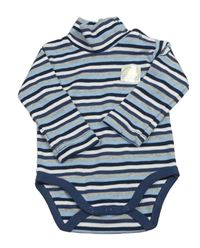 Nové - Modro-šedo-černé pruhované body s rolákem Topomini