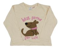 Krémové triko se psem Zara