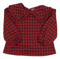 Červeno-čierna kockovaná blúzka s golierikom Next