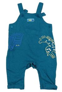 Modrozelené melírované laclové tepláky s žirafou a zebrou Dunnes