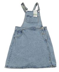 Nové - Modré pinny riflové laclové šaty Primark