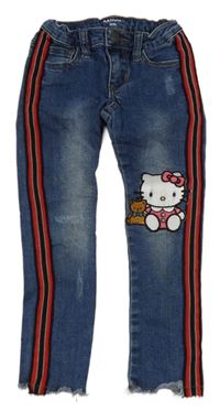 Modré skinny rifle s Hello Kitty a pruhy Manor