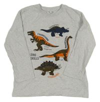 Světlešedé melírované triko s dinosaury Kiki&Koko