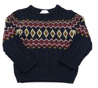 Tmavomodrý sveter so vzorom Primark