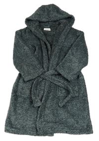 Tmavosivý melírovaný chlpatý župan s kapucňou Next