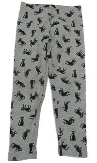 Šedé melírované zateplené legíny s kočkami C&A