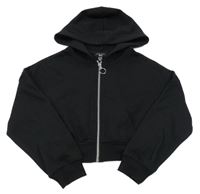 Černá propínací crop mikina s kapucí New Look