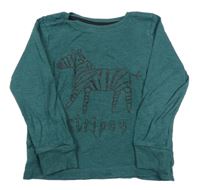 Tmavozelené tričko so zebrou Next