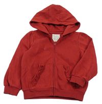 Tmavočervená prepínaci mikina s volánikmi a kapucňou C&A