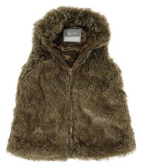 Hnedá kožušinová podšitá vesta Tu