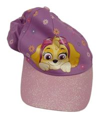 Fialovo-ružová kvetovaná šiltovka so Skye a trblietkami Nickelodeon