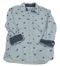 Světlemodro-bílá pruhovaná košile s dinosaury H&M
