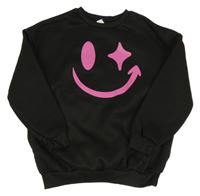 Čierna mikina so smajlíkom Shein