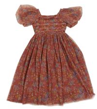 Vínové květované tylové šaty Next