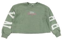 Khaki crop mikina s nápisom a číslom River Island