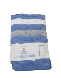 Nové - 5x nátělník - 3x modrý + bílý + šedý melírovaný Primark