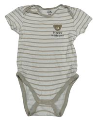 Bílo-béžové pruhované body s medvědem C&A
